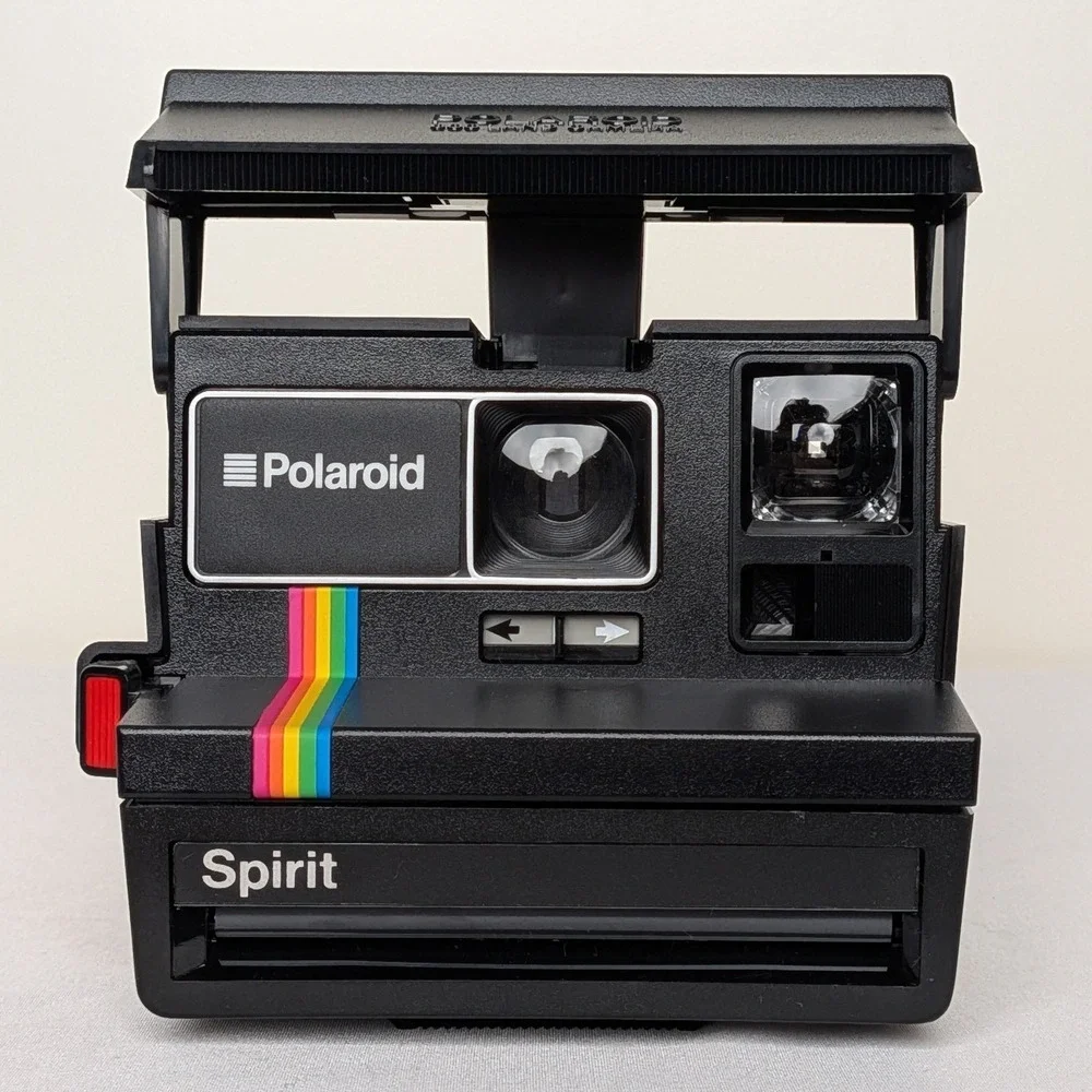 Polaroid OneStep 600 Instant Film Camera Black Rainbow Vintage 80s OS600 WORKING